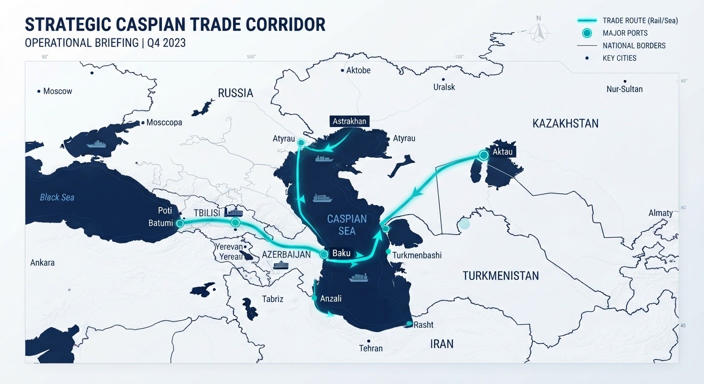 Map of a Central Asian trade corridor