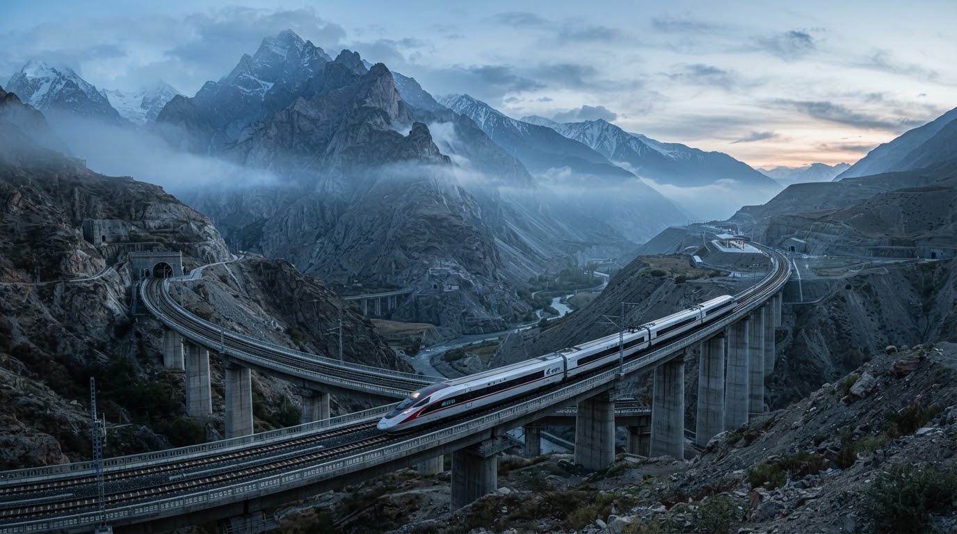 Rail infrastructure across a mountain corridor